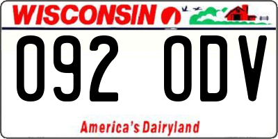 WI license plate 092ODV