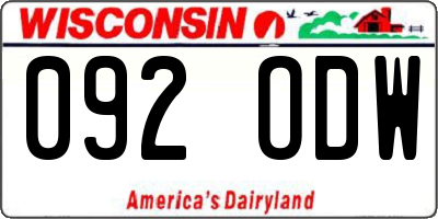 WI license plate 092ODW
