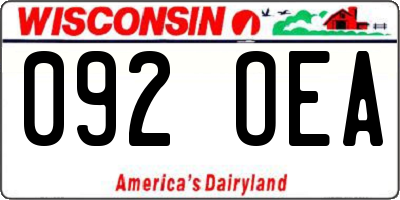 WI license plate 092OEA