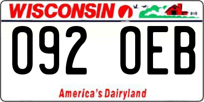 WI license plate 092OEB
