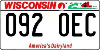 WI license plate 092OEC
