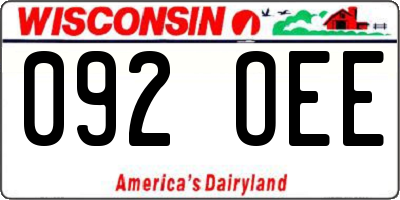 WI license plate 092OEE