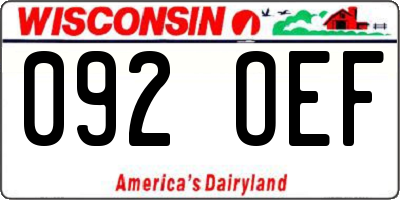 WI license plate 092OEF