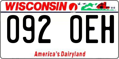 WI license plate 092OEH