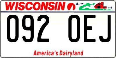 WI license plate 092OEJ