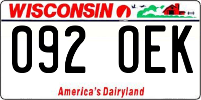 WI license plate 092OEK