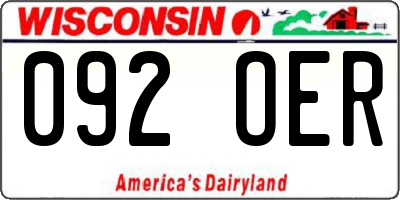 WI license plate 092OER