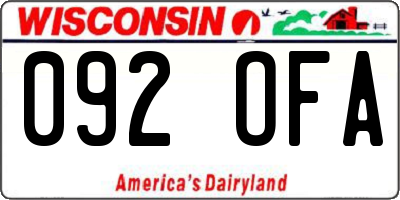 WI license plate 092OFA