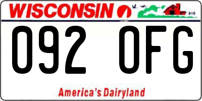 WI license plate 092OFG