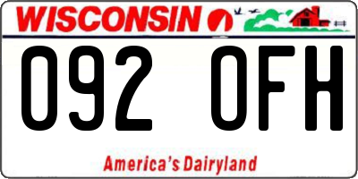 WI license plate 092OFH