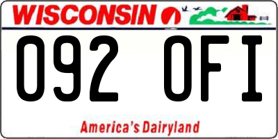WI license plate 092OFI