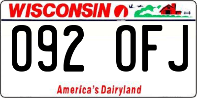 WI license plate 092OFJ