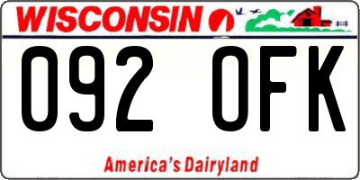 WI license plate 092OFK