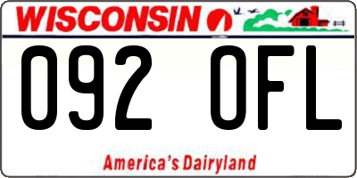 WI license plate 092OFL