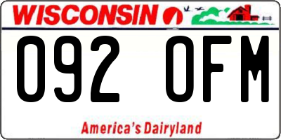WI license plate 092OFM