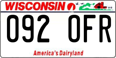 WI license plate 092OFR