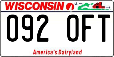 WI license plate 092OFT