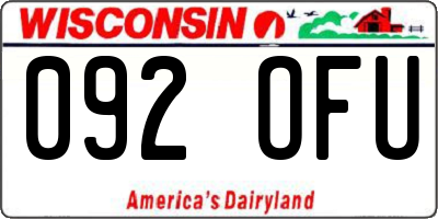 WI license plate 092OFU