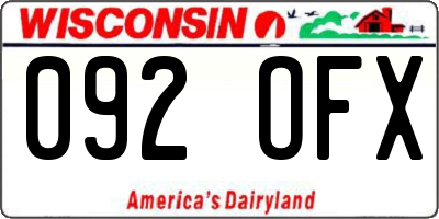 WI license plate 092OFX