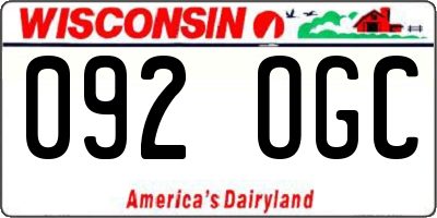 WI license plate 092OGC