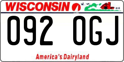 WI license plate 092OGJ