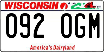 WI license plate 092OGM