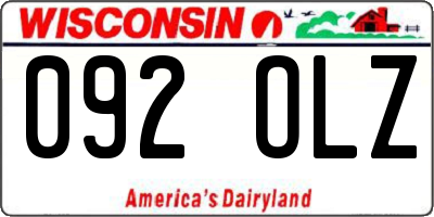 WI license plate 092OLZ