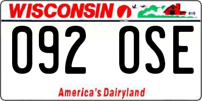 WI license plate 092OSE