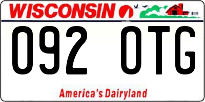WI license plate 092OTG