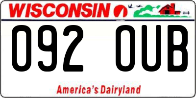 WI license plate 092OUB