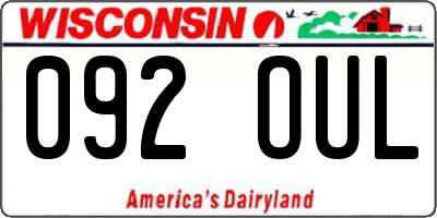 WI license plate 092OUL