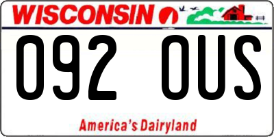 WI license plate 092OUS