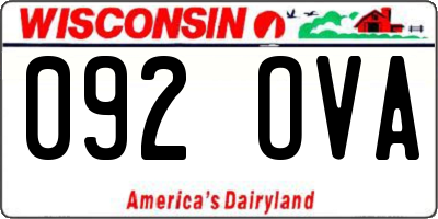 WI license plate 092OVA