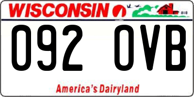 WI license plate 092OVB