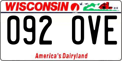 WI license plate 092OVE