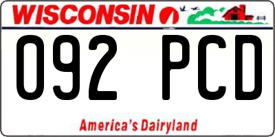 WI license plate 092PCD