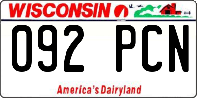 WI license plate 092PCN