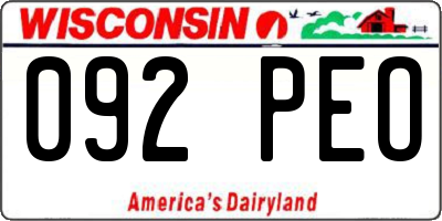 WI license plate 092PEO