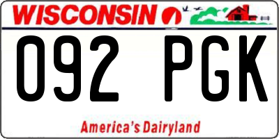 WI license plate 092PGK