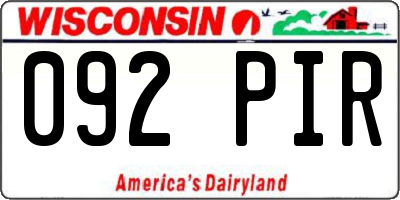 WI license plate 092PIR