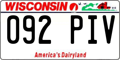 WI license plate 092PIV