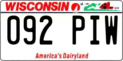 WI license plate 092PIW