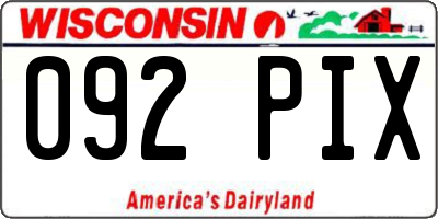 WI license plate 092PIX