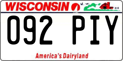 WI license plate 092PIY