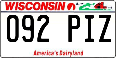 WI license plate 092PIZ