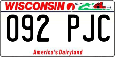 WI license plate 092PJC