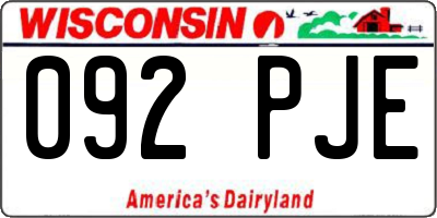 WI license plate 092PJE