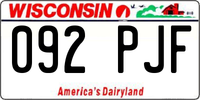 WI license plate 092PJF
