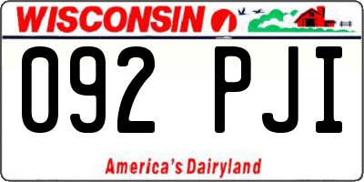 WI license plate 092PJI