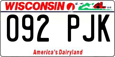 WI license plate 092PJK